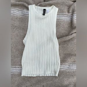 H&m White Ribbed Tank Top